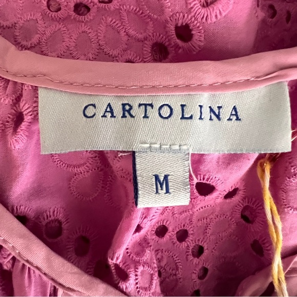 Cartolina Pink Eyelet Dress with Ruffle Sleeves NWOT Size M - Picture 6 of 8